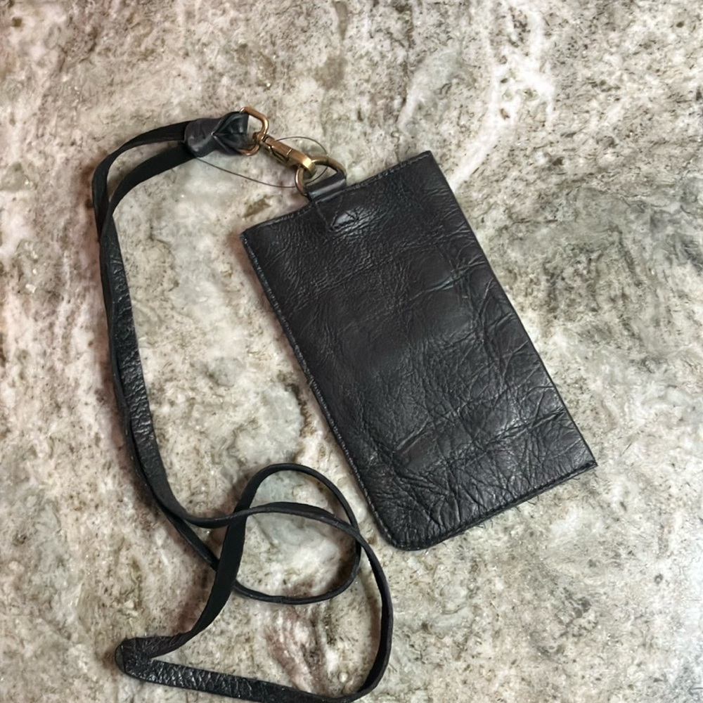 Free People Black Leather Crossbody Wallet, NWOT